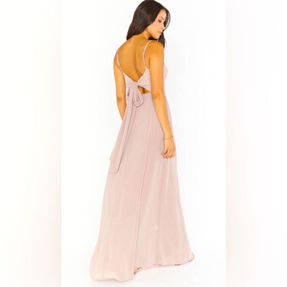 Show Me Your Mumu Lauren Tie Blush Beige Flowy Bridesmaid Event Gown Dress Med - Picture 1 of 10